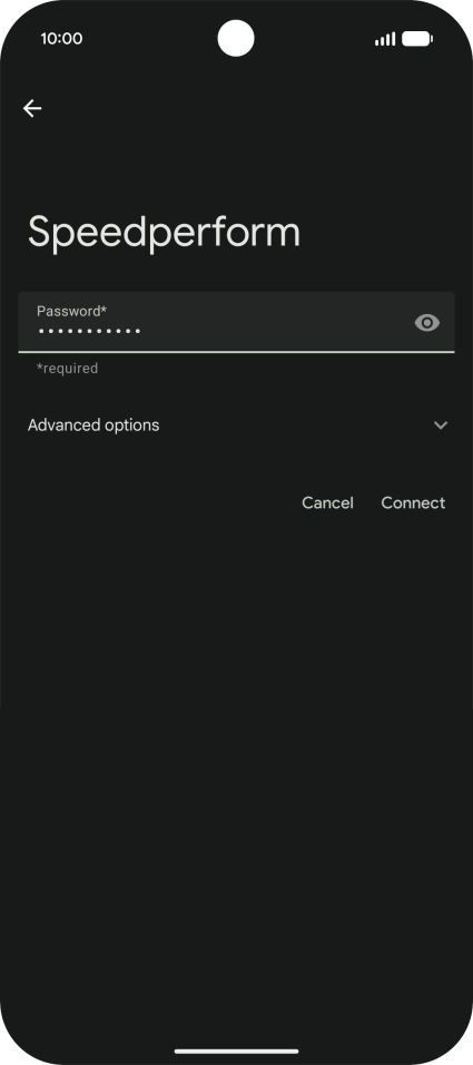 Key in the password for the Wi-Fi network and press Connect.