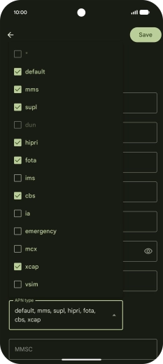 Press mms to turn on the setting.