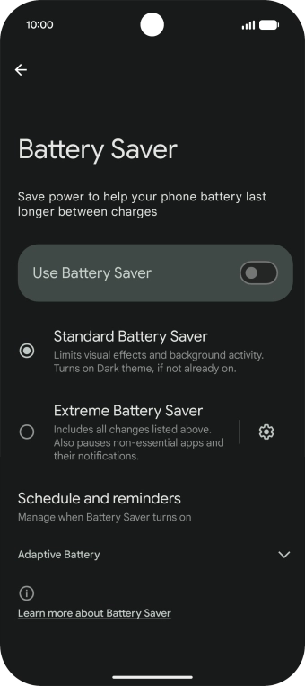 Press the required settings to turn them on or off.
