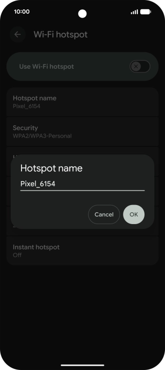 Key in the required Wi-Fi hotspot name and press OK.