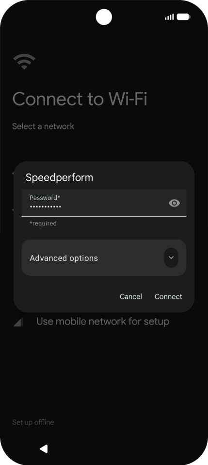 Key in the password for the Wi-Fi network and press Connect.