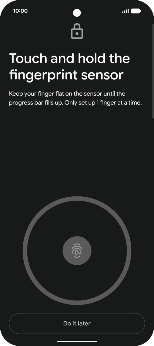 Follow the instructions on the screen to create the phone lock code using your fingerprint.