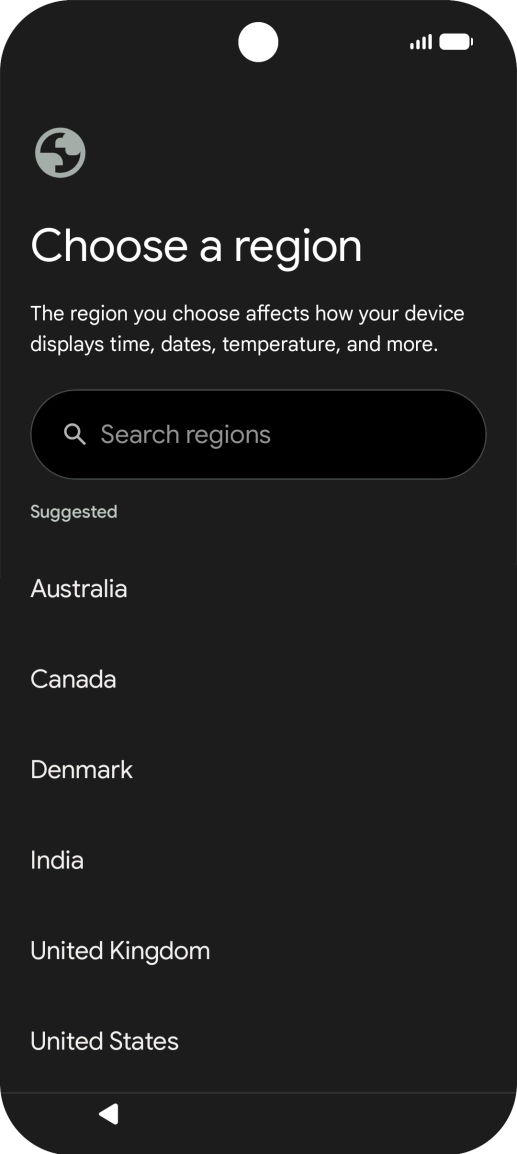 Press the required country or area.