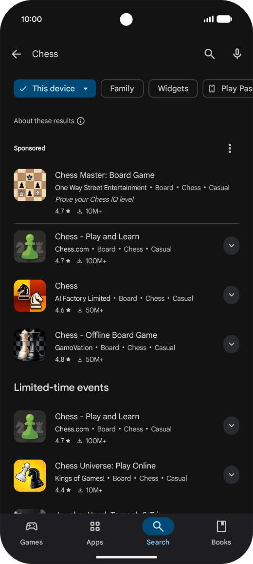 Press the required app.