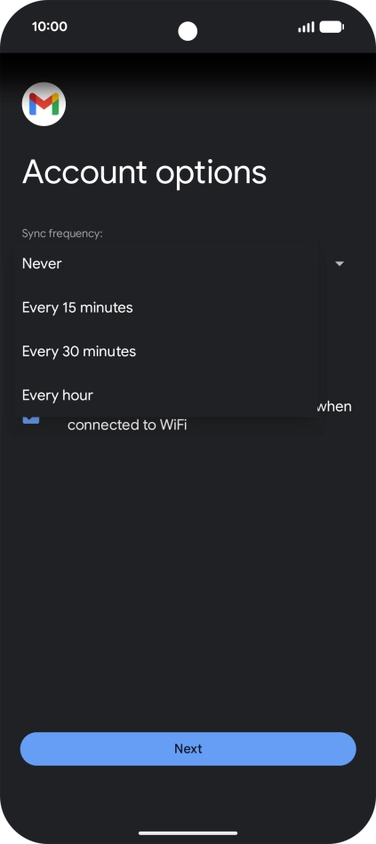 Press the required setting.