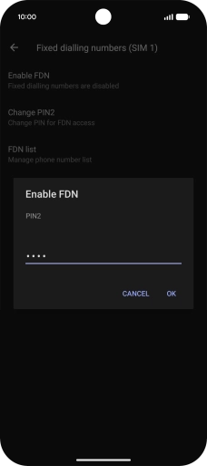 Key in your PIN2 and press OK. The default PIN2 is 0000.