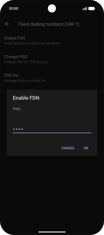 Key in your PIN2 and press OK. The default PIN2 is 0000.