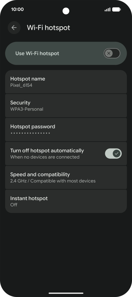 Press Hotspot password and key in the required password.