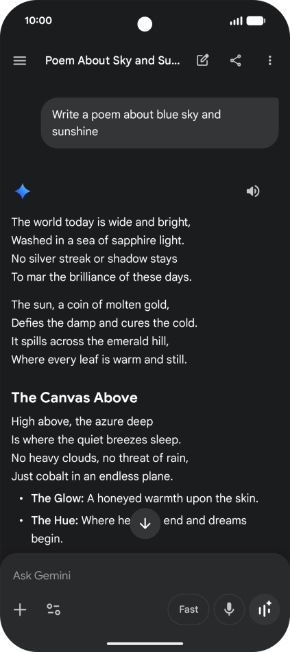 You can ask Gemini to generate a text based on your description.