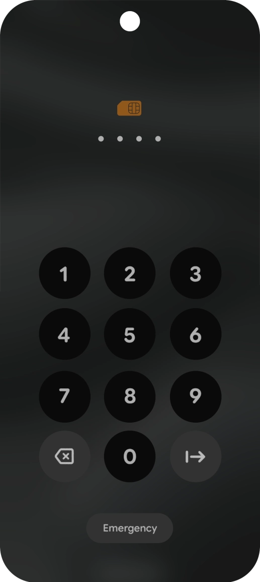 If your SIM is locked, key in your PIN and press arrow right. The default PIN is 1111.