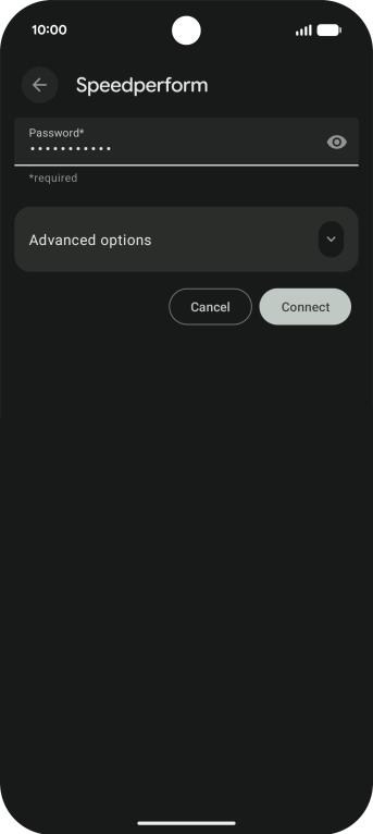 Key in the password for the Wi-Fi network and press Connect.