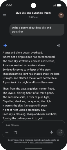 You can ask Gemini to generate a text based on your description.