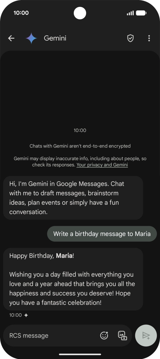 The text suggestion from Gemini is displayed.