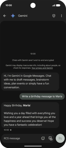 The text suggestion from Gemini is displayed.