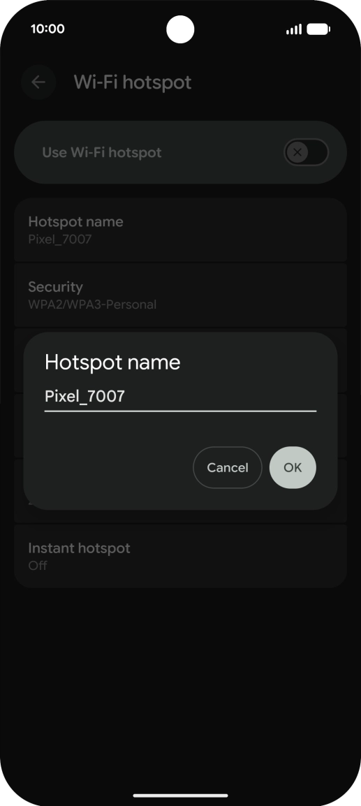 Key in the required Wi-Fi hotspot name and press OK.