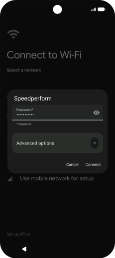 Key in the password for the Wi-Fi network and press Connect.