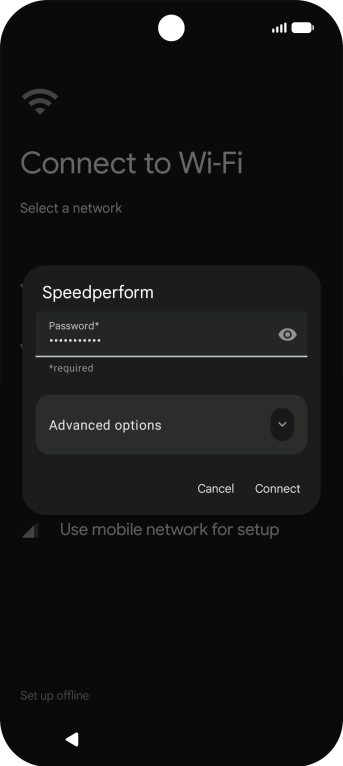 Key in the password for the Wi-Fi network and press Connect.