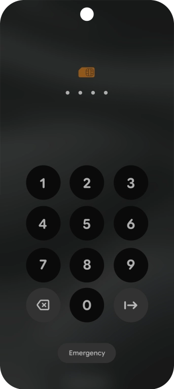 If your SIM is locked, key in your PIN and press arrow right. The default PIN is 1111.