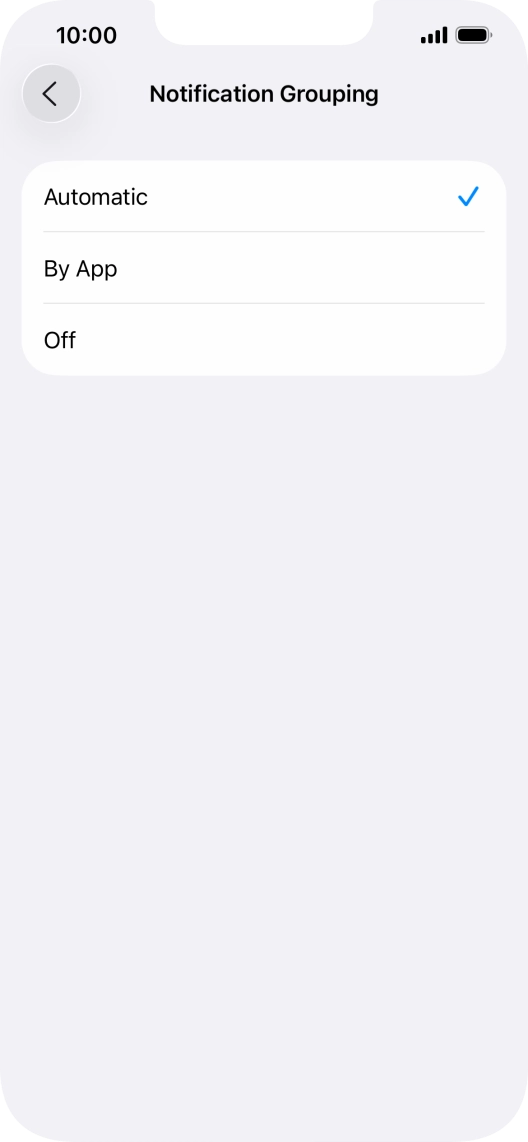 Press the required setting.