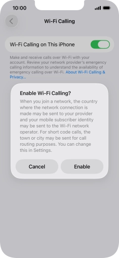 If you turn on the function, press Enable.