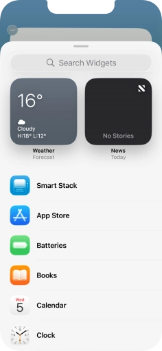 Press the required widget.