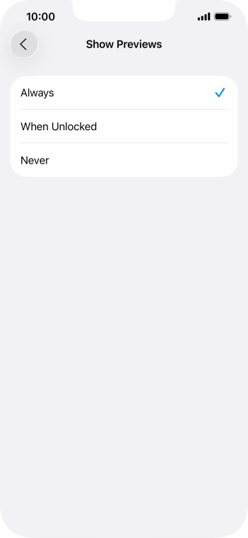 To select notification preview on the lock screen, press Always.