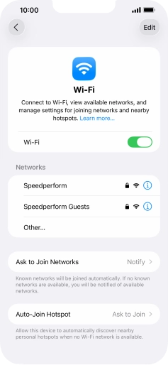 Press the required Wi-Fi network and key in the password for the Wi-Fi network.
