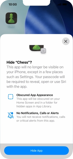 Press Hide App.