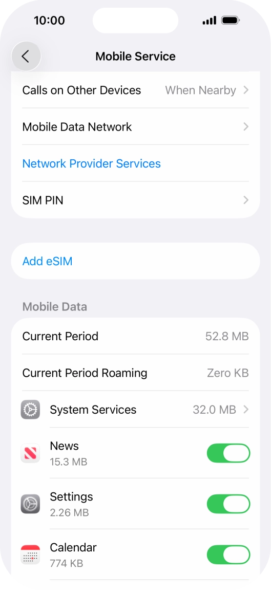 The total data usage is displayed next to Current Period.