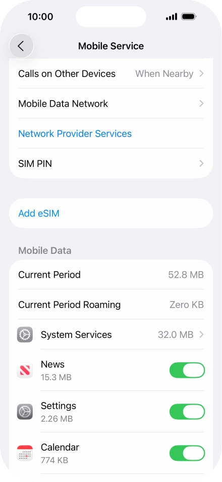 The total data usage is displayed next to Current Period.