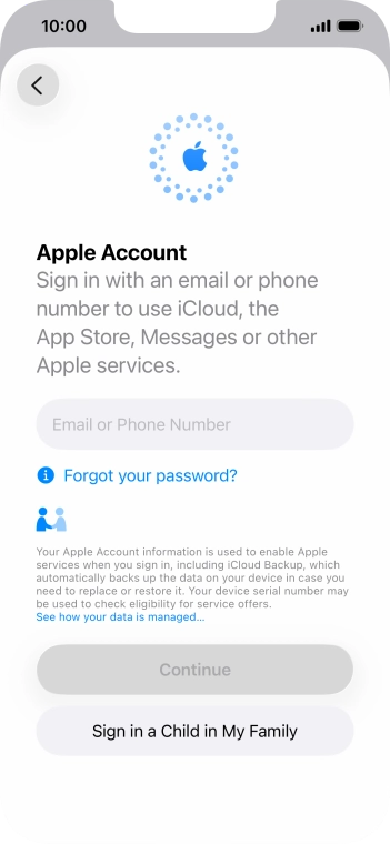 Press Email or Phone Number and key in the username for your Apple Account.