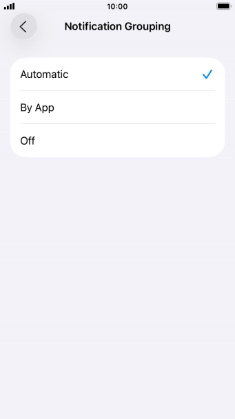 Press the required setting.