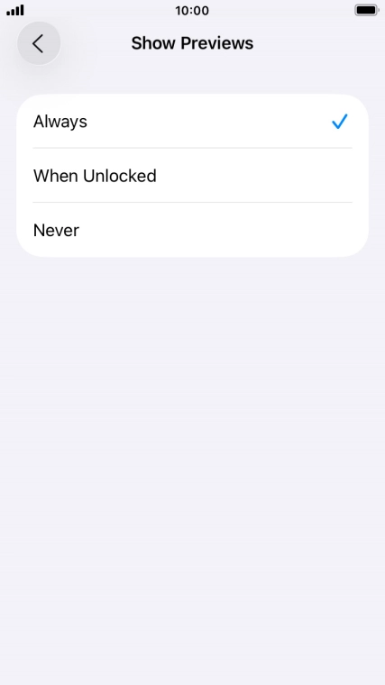 To select notification preview on the lock screen, press Always.