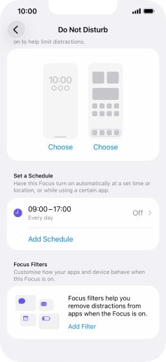 Press Add Schedule and follow the instructions on the screen to select settings for automatic activation of Do Not Disturb.
