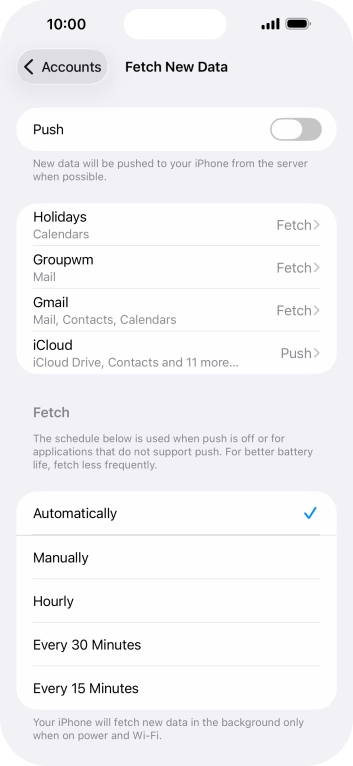 If you turn off the function, press the required setting.