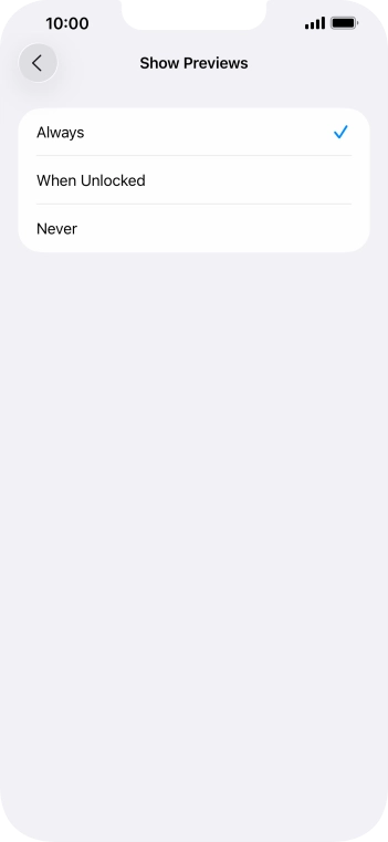 To select notification preview on the lock screen, press Always.