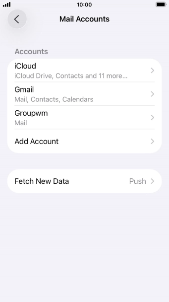 Press the name of the email account you've just set up.