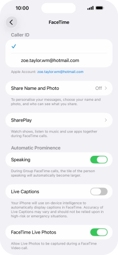 Press the required setting below 