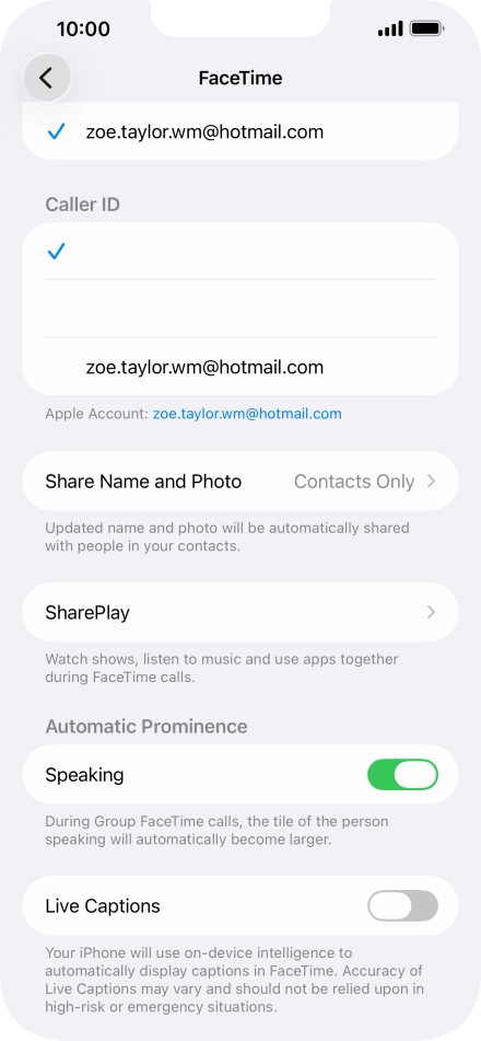 Press the required setting below 