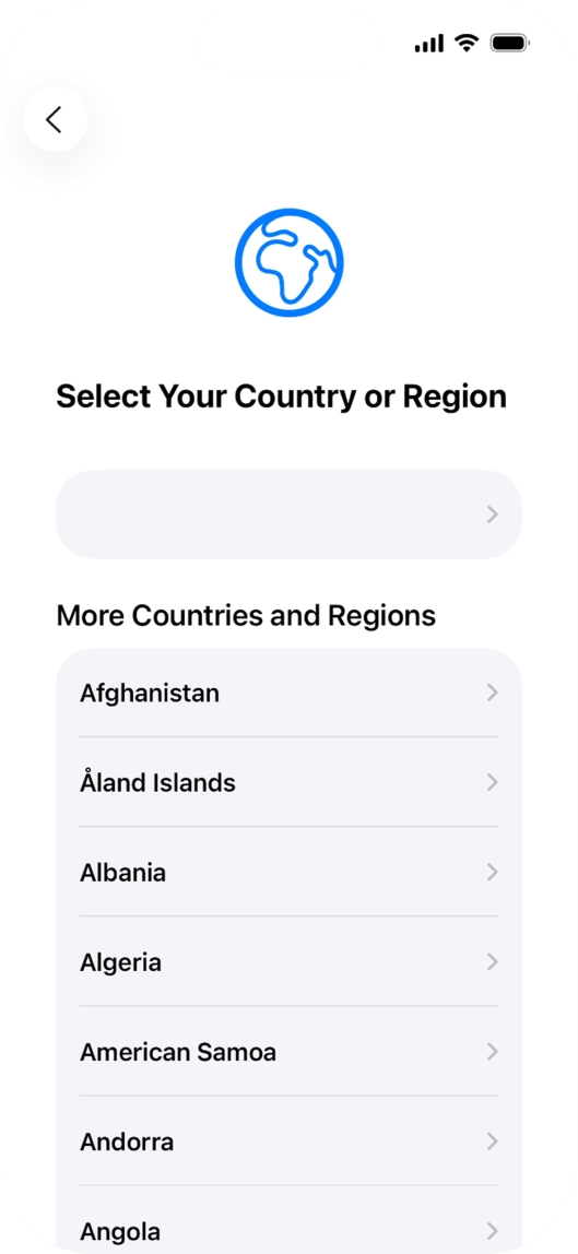 Press the required country or area.