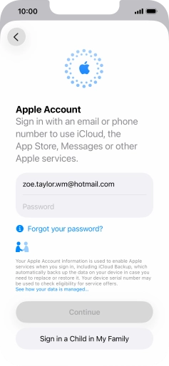 Press Password and key in the password for your Apple Account.