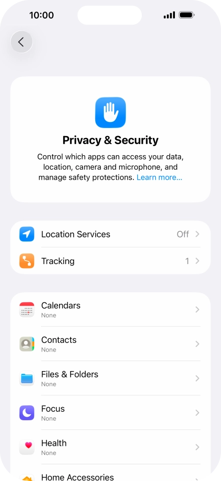 Press Location Services.