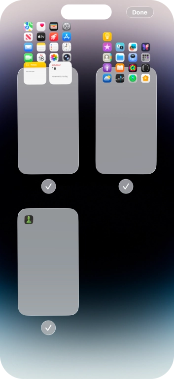 Press the field below the required home screen page to turn page view on or off.
