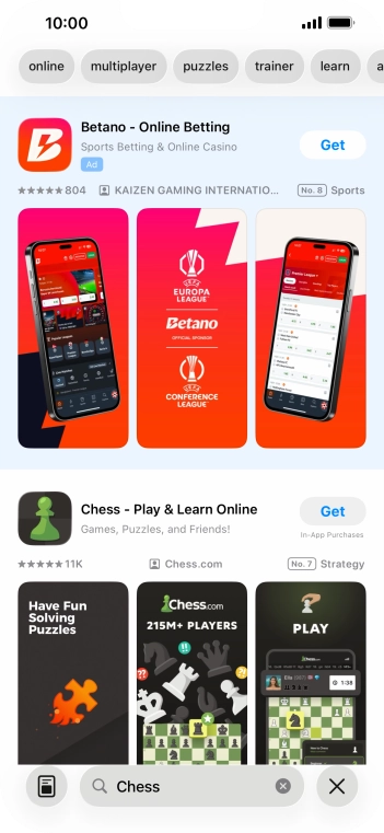 Press the required app.