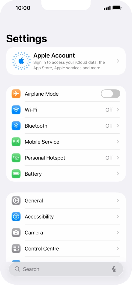 Press Apple Account.
