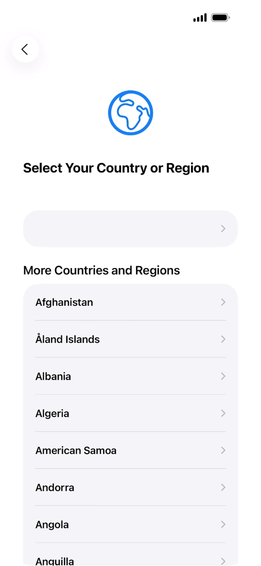 Press the required country or area.
