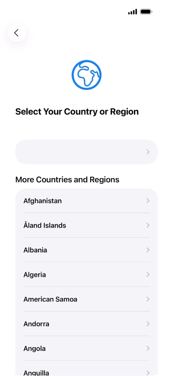 Press the required country or area.