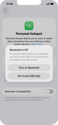 If Wi-Fi is turned on, press Wi-Fi and USB Only.