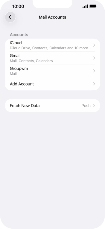 Press the name of the email account you've just set up.