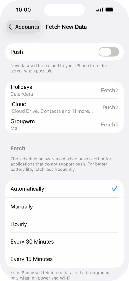 If you turn off the function, press the required setting.